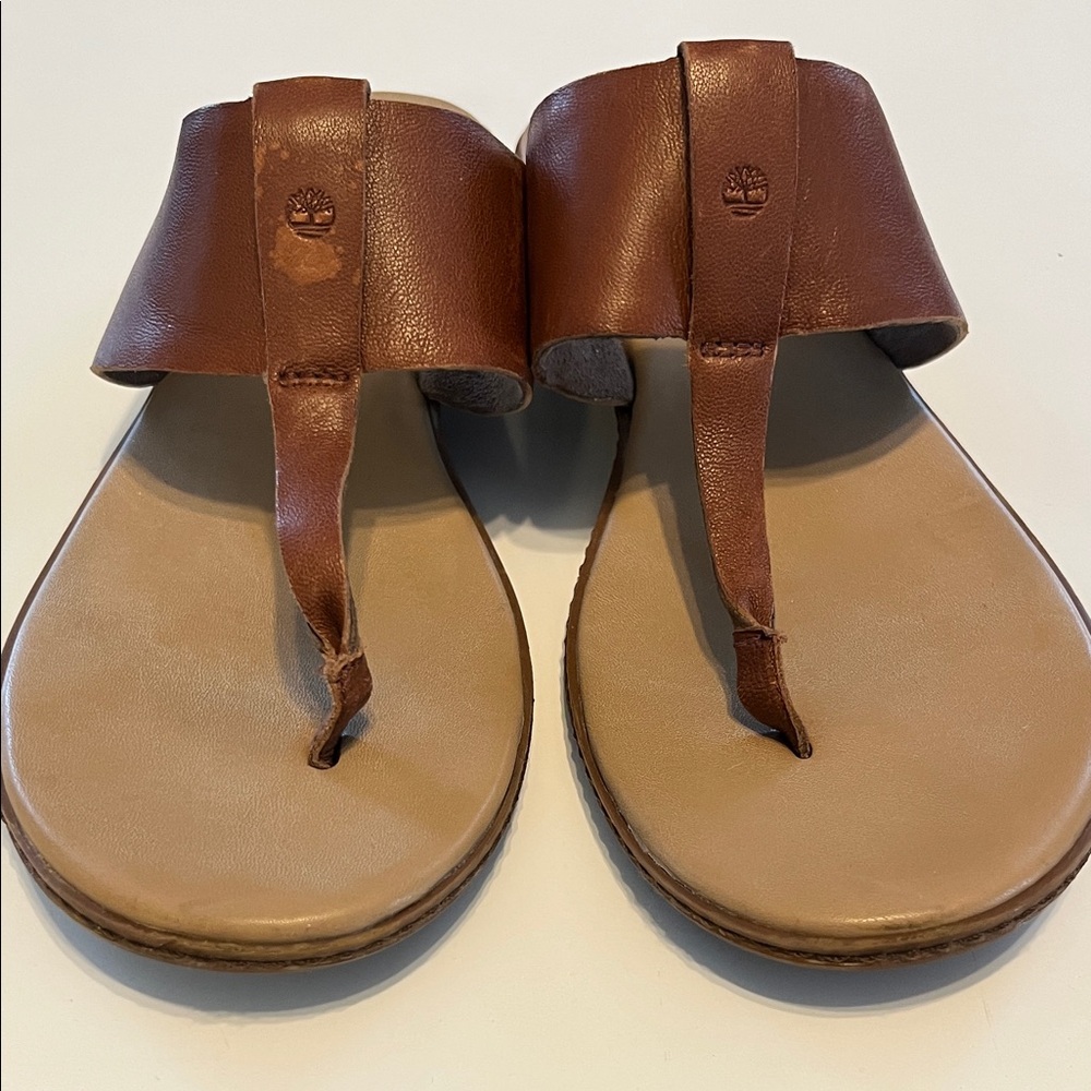 Timberland Women’s Cherrybrook Brown Leather Thong Sandals Size 8